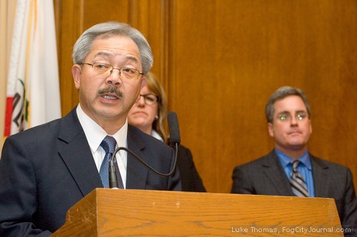 Mayor Ed Lee (left) and City Attorney Dennis Herrera (right).  File photo by Luke Thomas.