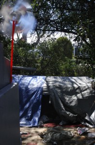 The campsite in South San Francisco where Irma Garcia, 45, has been living for the past three years.