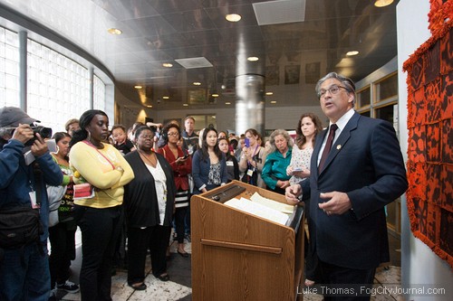 San Francisco Sheriff Ross Mirkarimi announced on Mother's Day at the women's county jail the sheriff department's doula program for pregnant inmates and efforts to improve family-based services for inmates, formerly incarcerated men and women, and their families.  Photos by Luke Thomas.