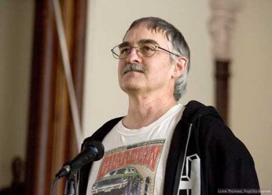 San Francisco Bay Guardian Editor Tim Redmond was fired today by San Francisco Newspaper Company publisher Todd  Vogt.  Photo by Luke Thomas.