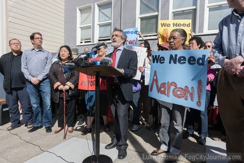 Supporters held signs that read, "We need Aaron."