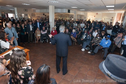 San Francisco Sheriff Ross Mirkarimi addresses supporters during his re-election campaign kickoff, 5/13/15, held at Delancey Street. Photos by Luke Thomas.