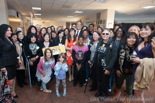 Women gathered for a photo to express their support for Sheriff Ross Mirkarimi.