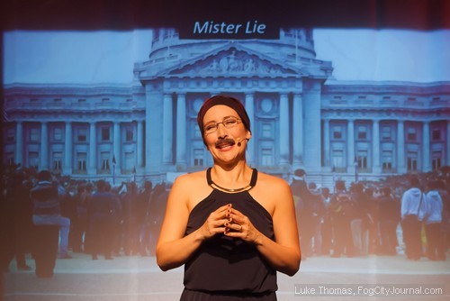 One of the fictionalized characters in Lopez' play is a man named "Mr. Lie".